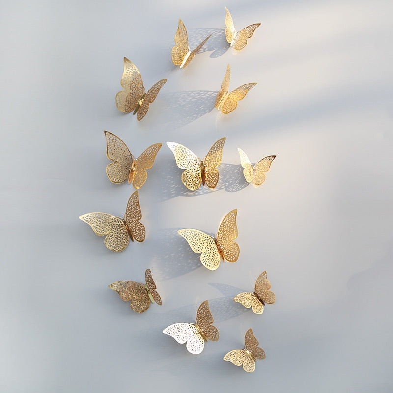 Décor mural papillon 3D | Finition métallisée or rose