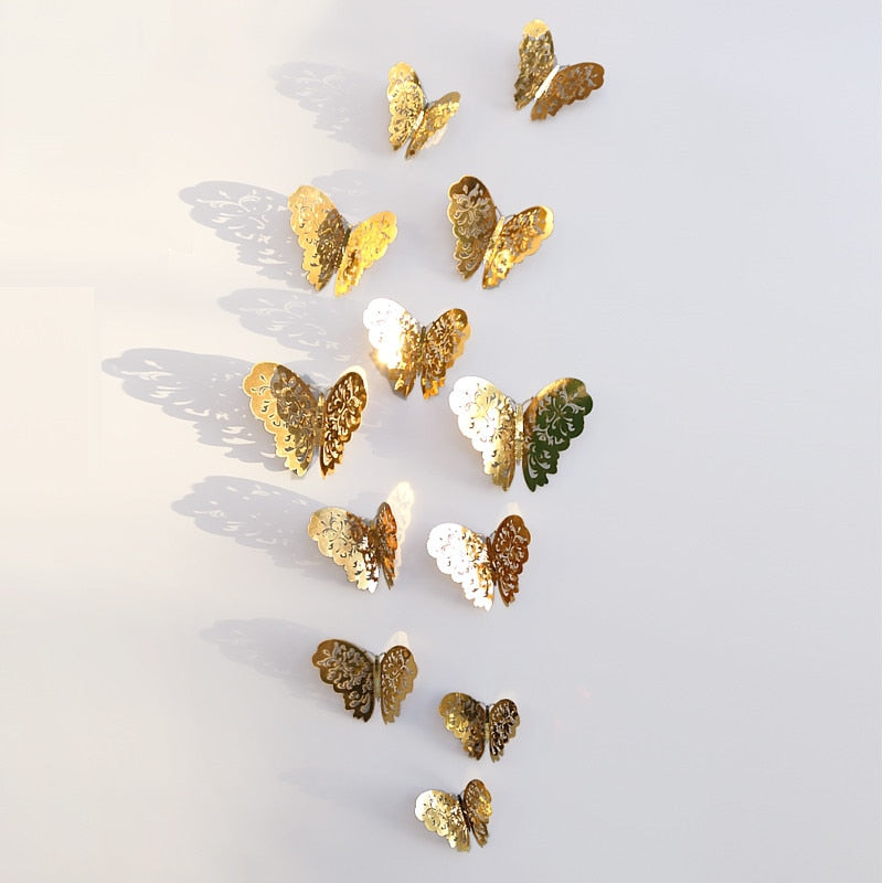 Décor mural papillon 3D | Finition métallisée or rose