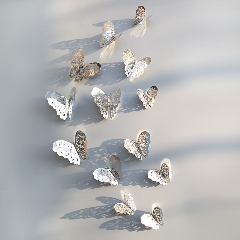 Décor mural papillon 3D | Finition métallisée or rose