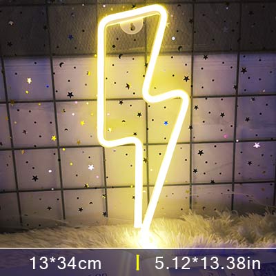 Décoration murale en forme de foudre à LED
