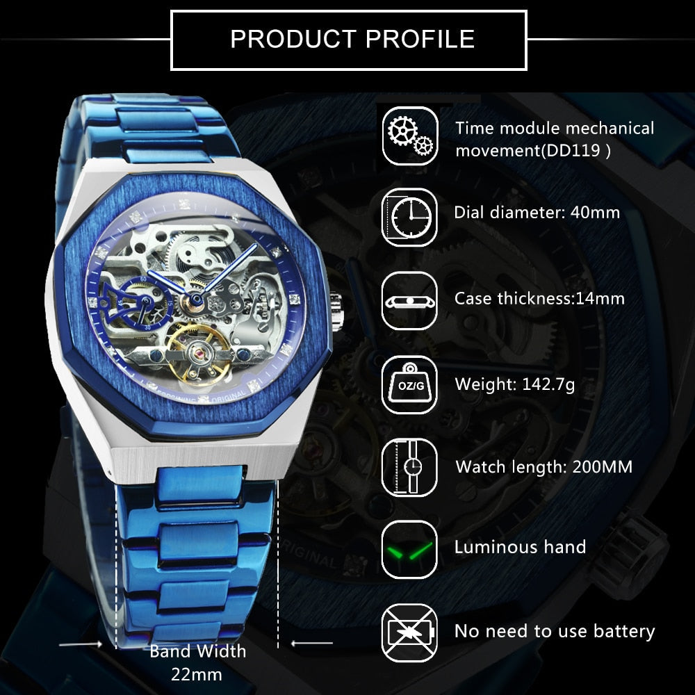 Montre mécanique Royale Skeleton pour hommes