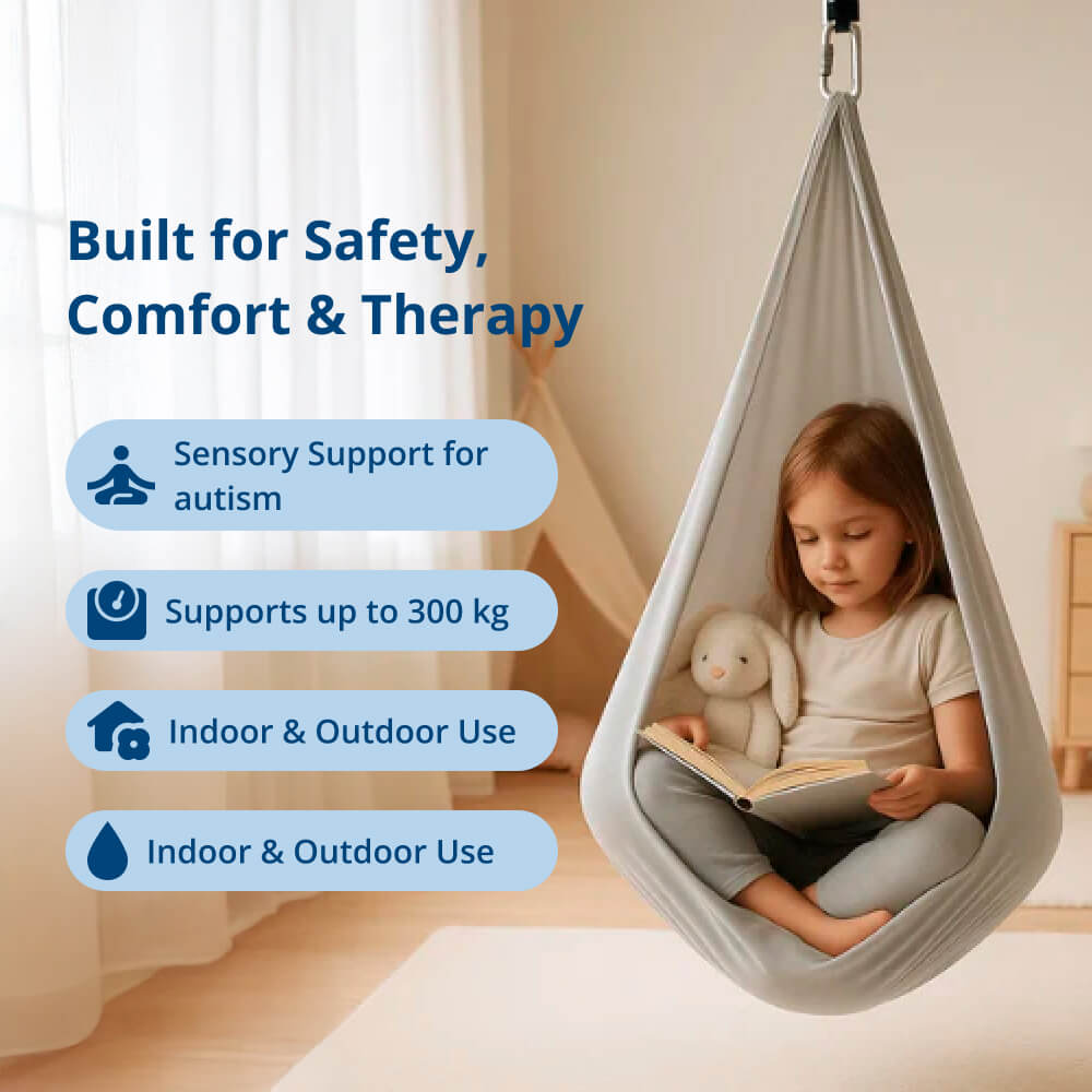 Balançoire sensorielle thérapeutique pour l'autisme – hamac d'intérieur et d'extérieur