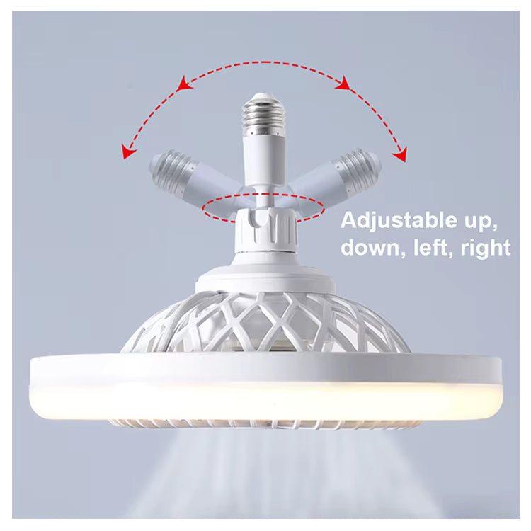 Ventilateur de Plafond LED E27 – Éclairage &amp; Ventilation 2-en-1 avec Télécommande