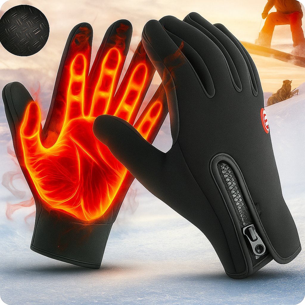 Gants chauffants d'hiver en polyester avec doublure polaire, fils conducteurs pour chaleur homogène, paume antidérapante, tailles S à XL