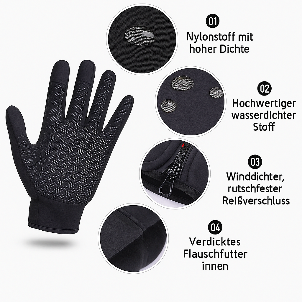 Gants chauffants d'hiver en polyester avec doublure polaire, fils conducteurs pour chaleur homogène, paume antidérapante, tailles S à XL