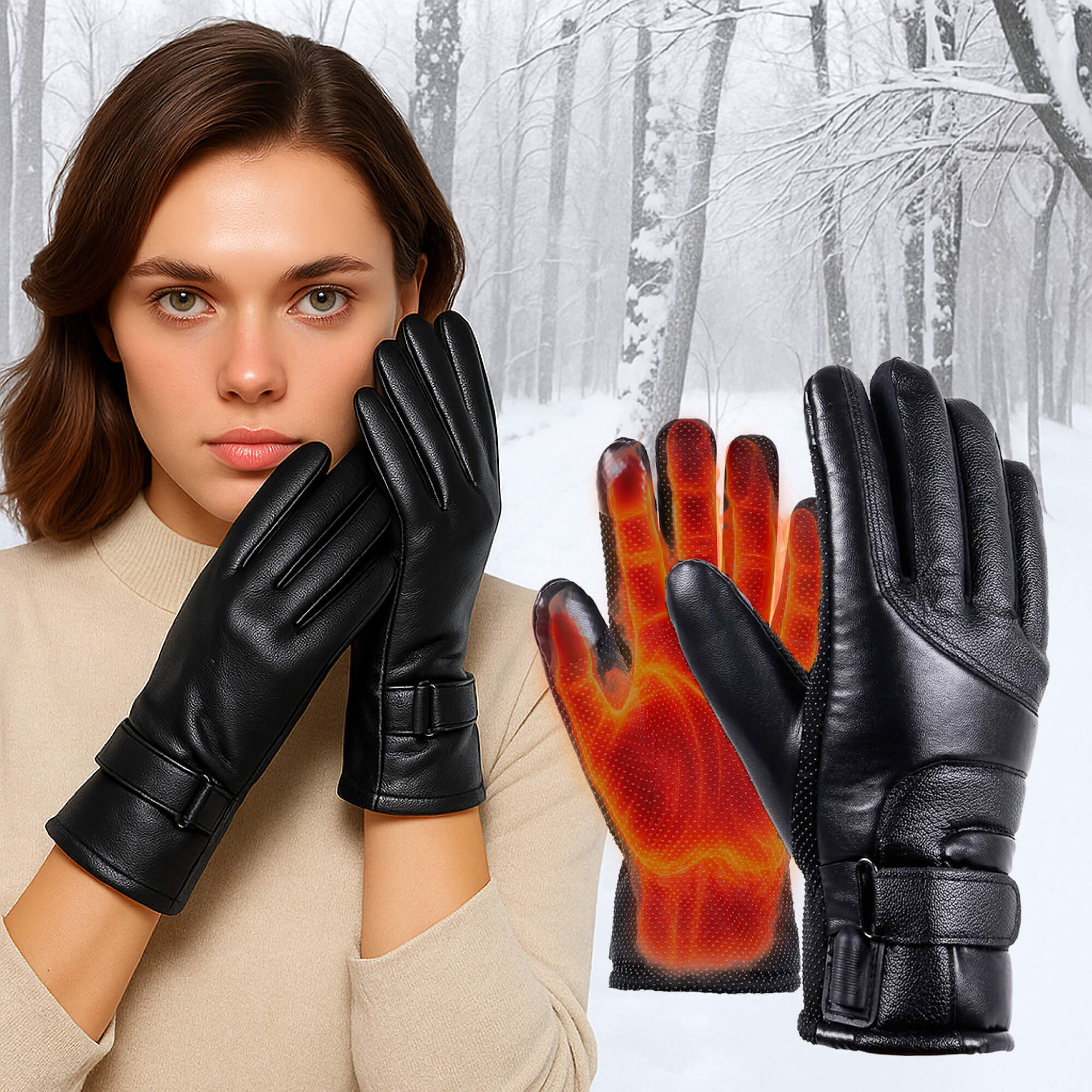 Gants chauffants pour femmes — Gants d'hiver hydrofuges thermiques avec écran tactile — Conception USB rechargeable | Sansotis