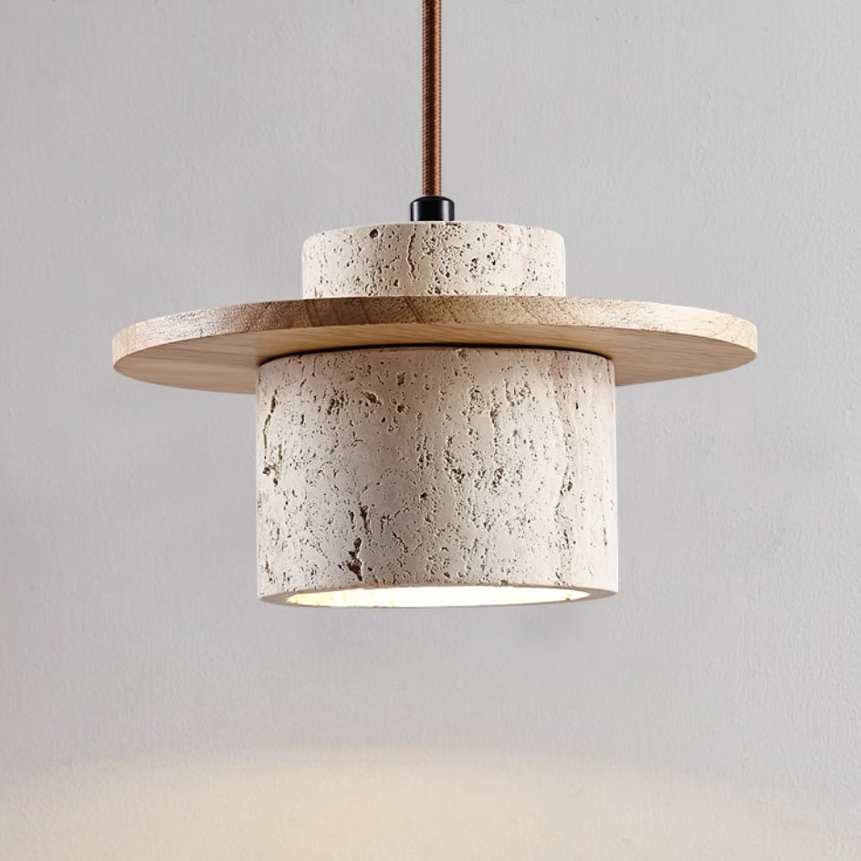 Lampe suspendue en travertin moderne | Abat-jour décoratif en bois naturel