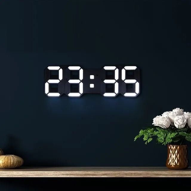 Horloge murale numérique LED 3D – Design moderne avec fonction de gradation et visibilité optimale