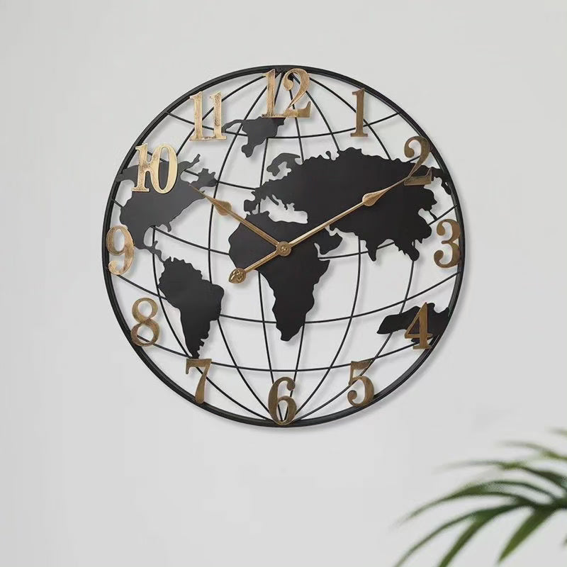Grande horloge murale carte du monde de 60 cm