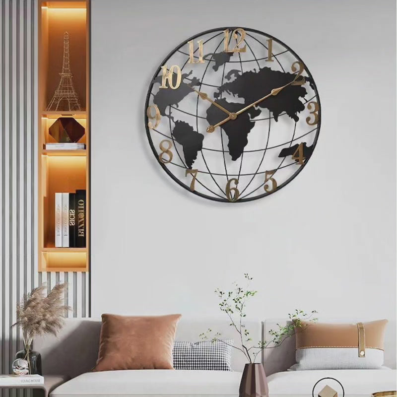 Grande horloge murale carte du monde de 60 cm
