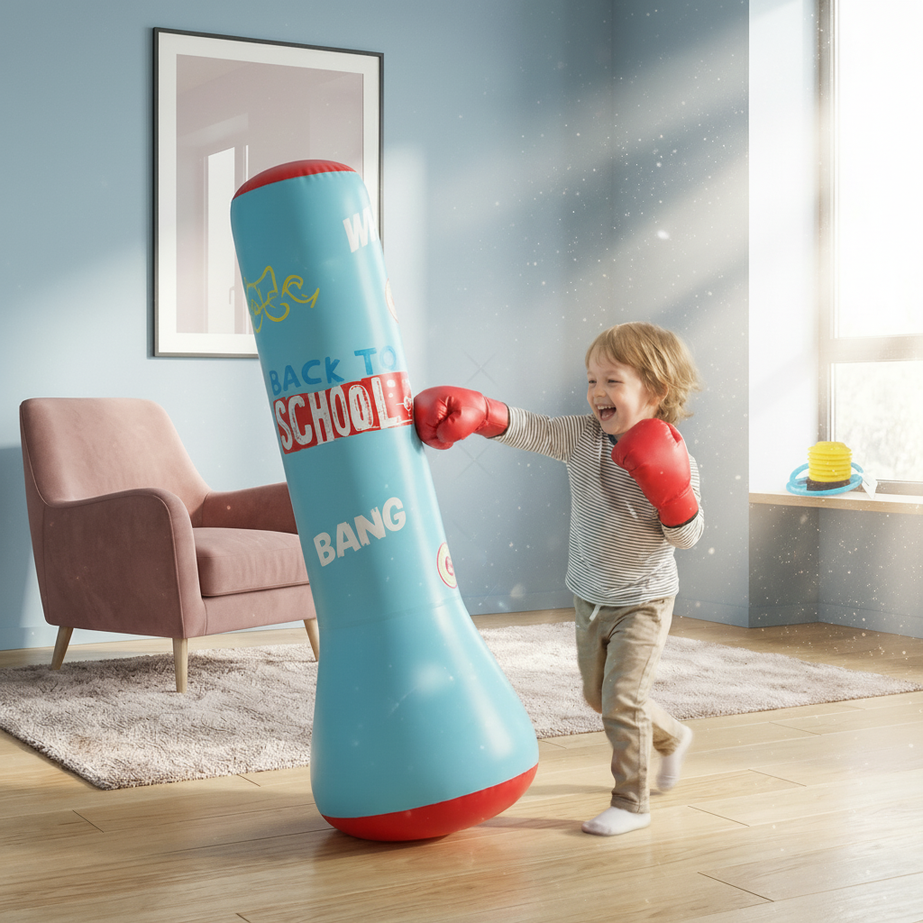 Sac de boxe gonflable pour enfants avec socle rempli d'eau