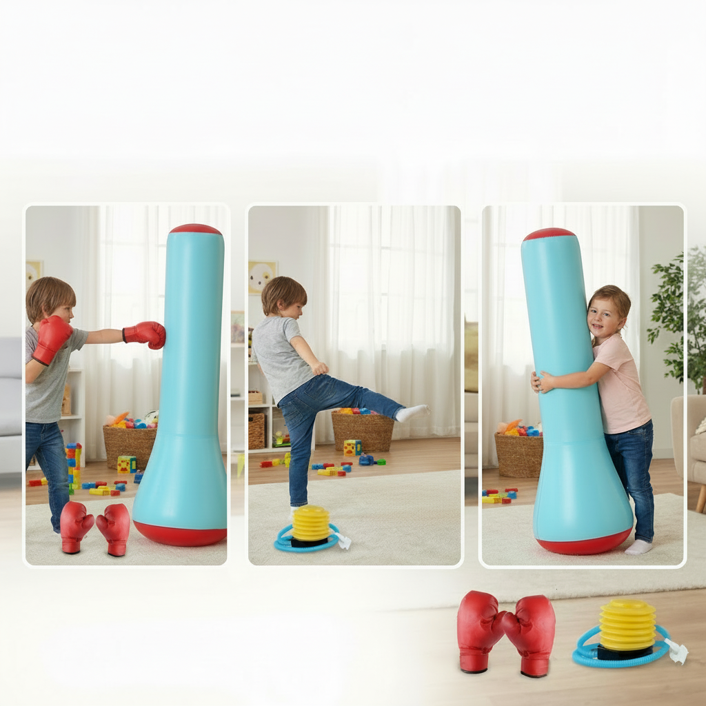 Sac de boxe gonflable pour enfants avec socle rempli d'eau