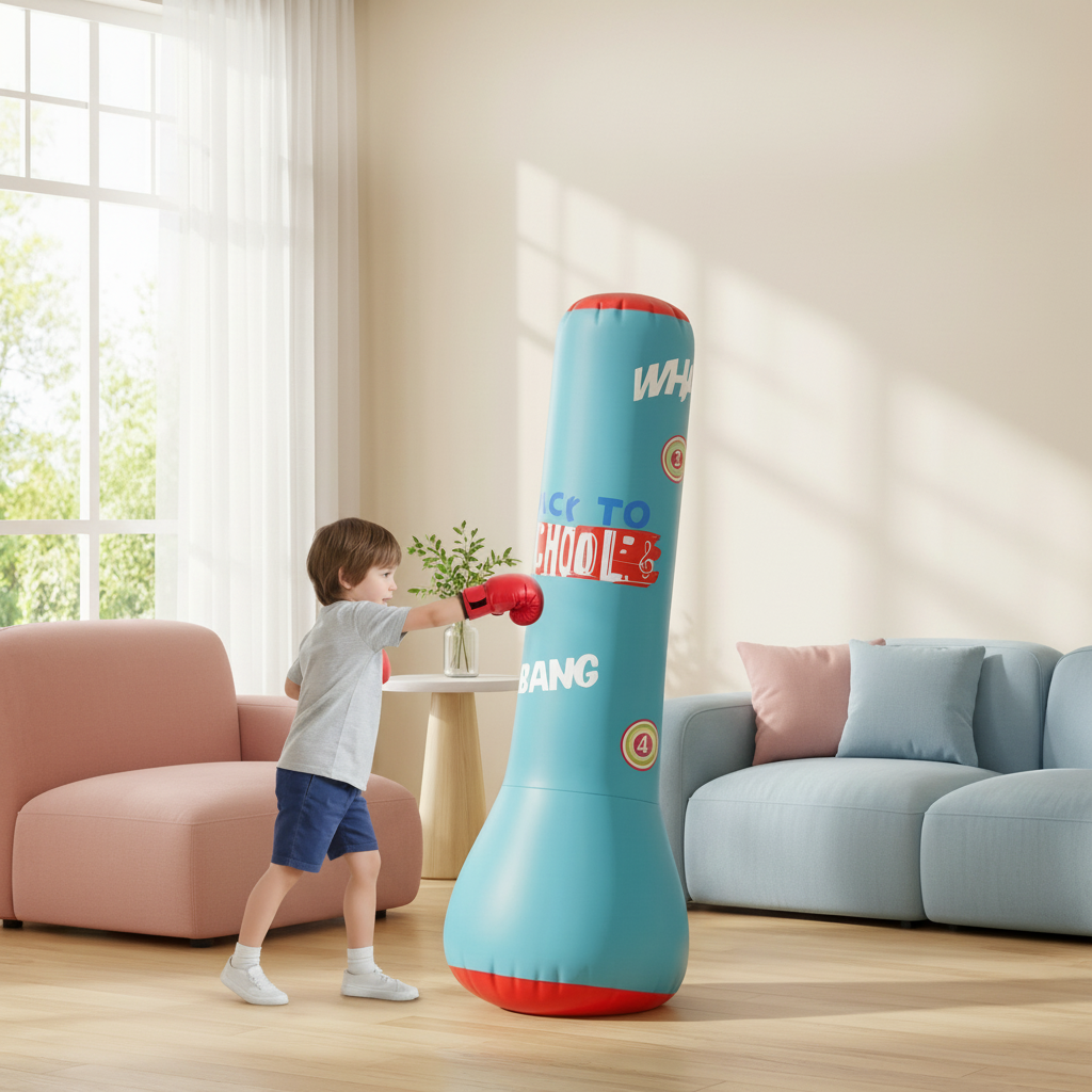 Sac de boxe gonflable pour enfants avec socle rempli d'eau