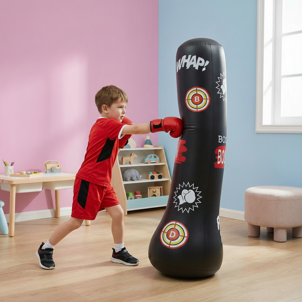 Sac de boxe gonflable pour enfants avec socle rempli d'eau