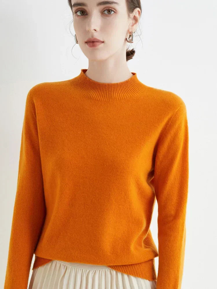 Pull Femme Classique Doux - Col Montant, Laine, Travail