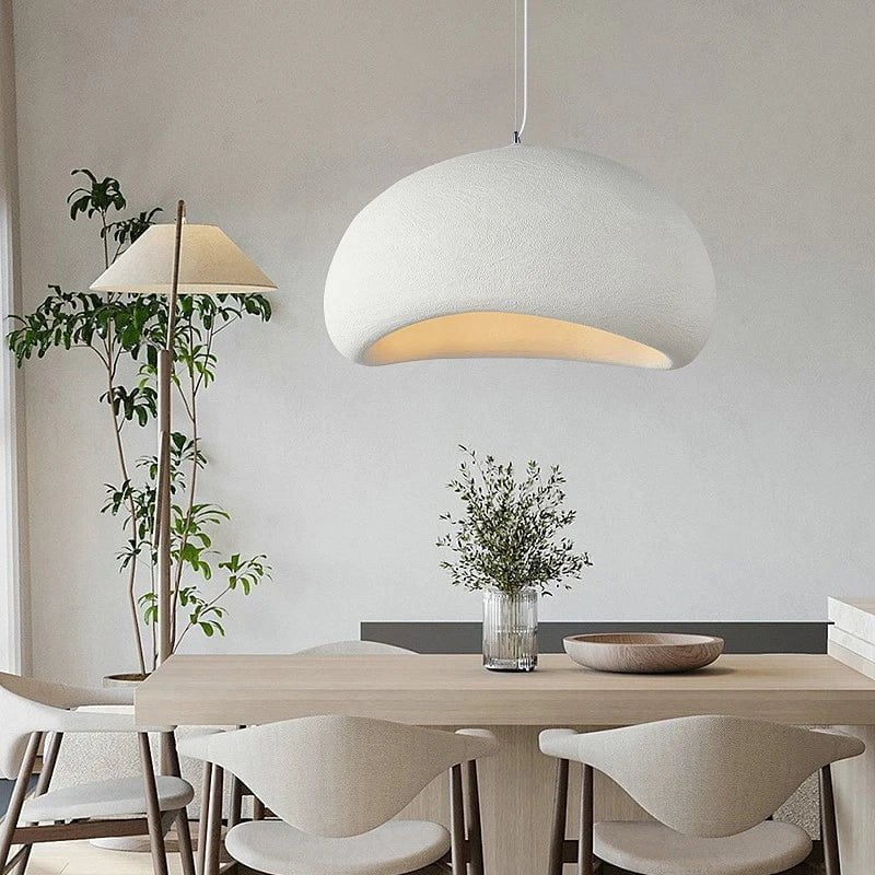 Lampe suspendue minimaliste avec texture naturelle et lumière d'ambiance chaleureuse pour salle à manger et salon | Sansotis