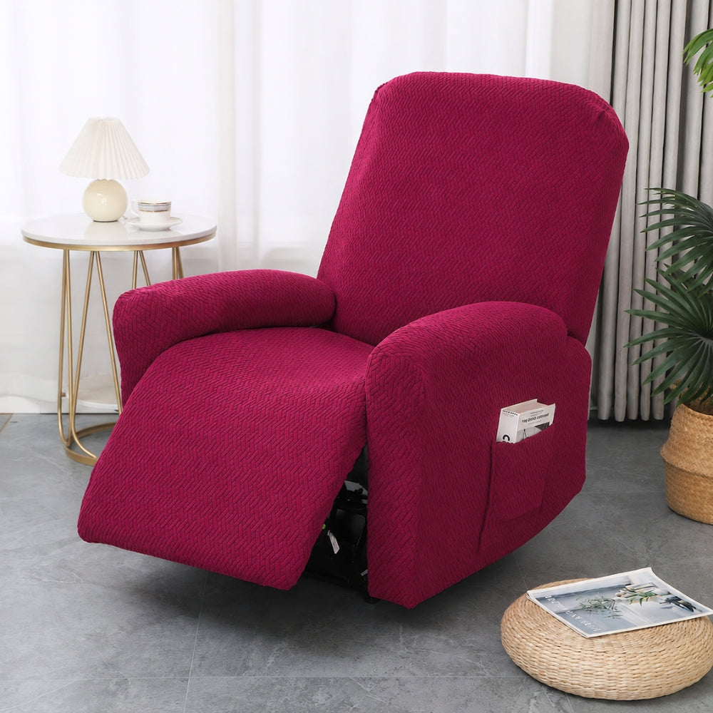 Housse pour fauteuil relax avec poche latérale – Housse douce pour chaise longue, fauteuil inclinable 1 place, Noir Gris Crème Beige | Sansotis