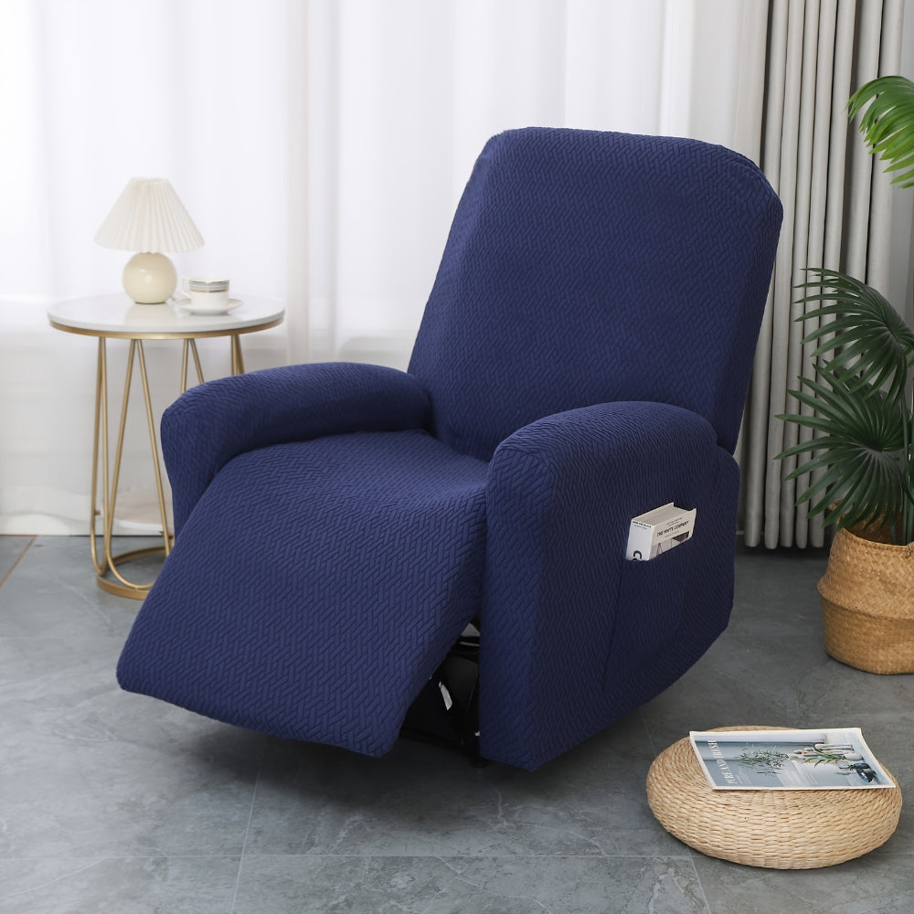 Housse pour fauteuil relax avec poche latérale – Housse douce pour chaise longue, fauteuil inclinable 1 place, Noir Gris Crème Beige | Sansotis