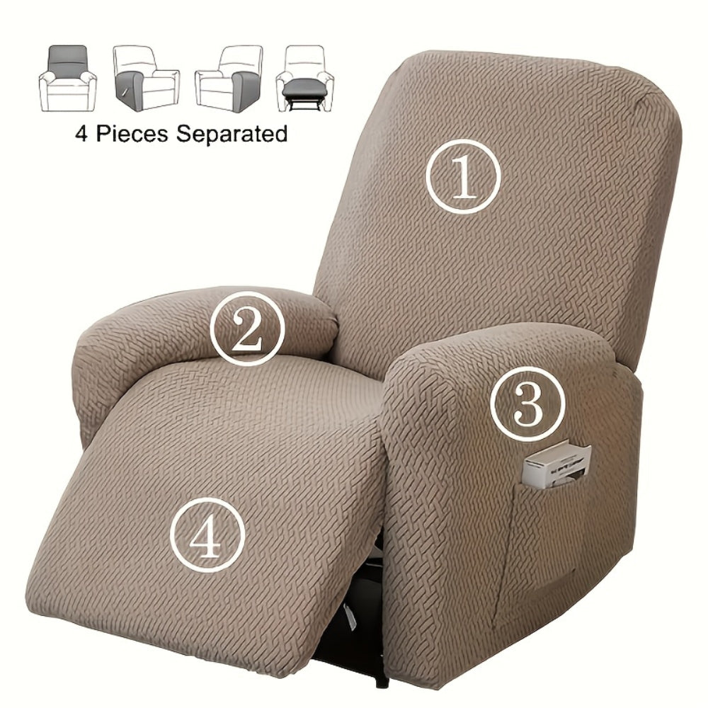 Housse pour fauteuil relax avec poche latérale – Housse douce pour chaise longue, fauteuil inclinable 1 place, Noir Gris Crème Beige | Sansotis