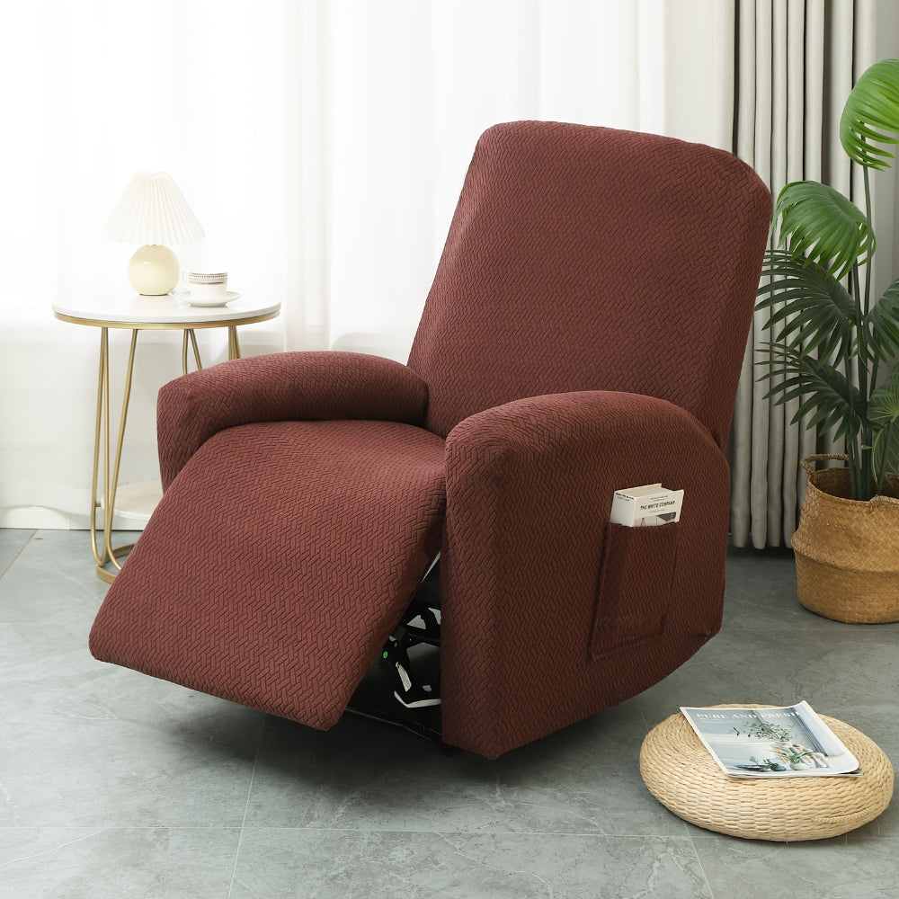 Housse pour fauteuil relax avec poche latérale – Housse douce pour chaise longue, fauteuil inclinable 1 place, Noir Gris Crème Beige | Sansotis