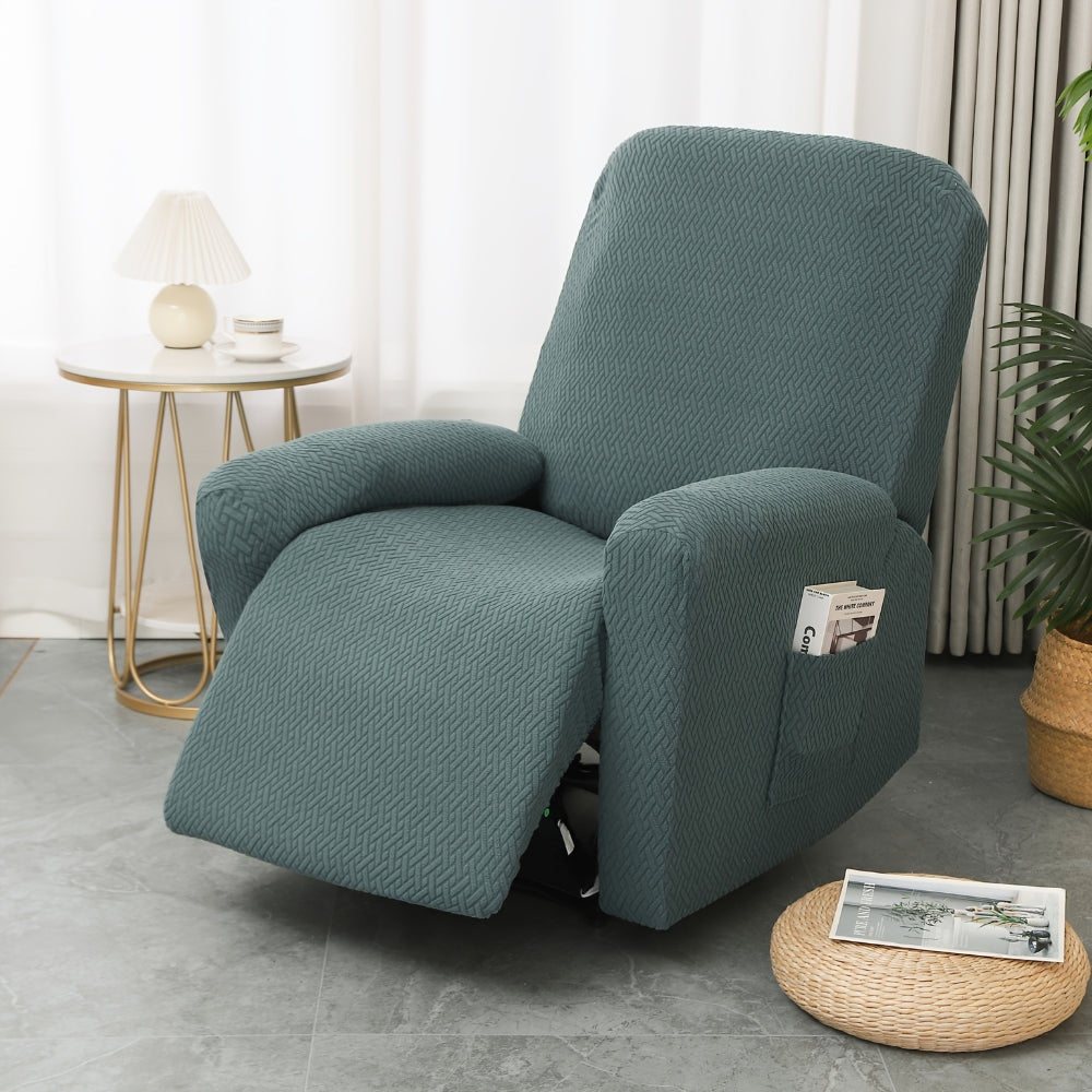 Housse pour fauteuil relax avec poche latérale – Housse douce pour chaise longue, fauteuil inclinable 1 place, Noir Gris Crème Beige | Sansotis
