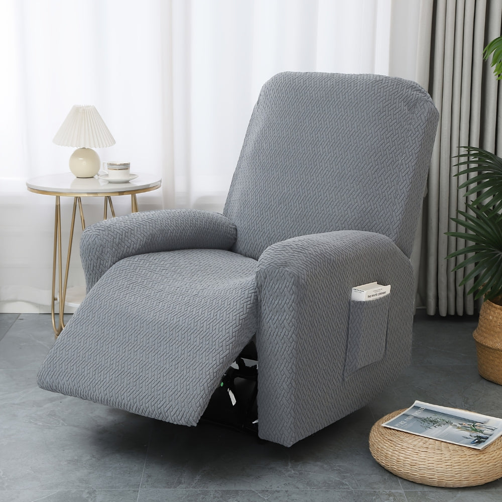Housse pour fauteuil relax avec poche latérale – Housse douce pour chaise longue, fauteuil inclinable 1 place, Noir Gris Crème Beige | Sansotis