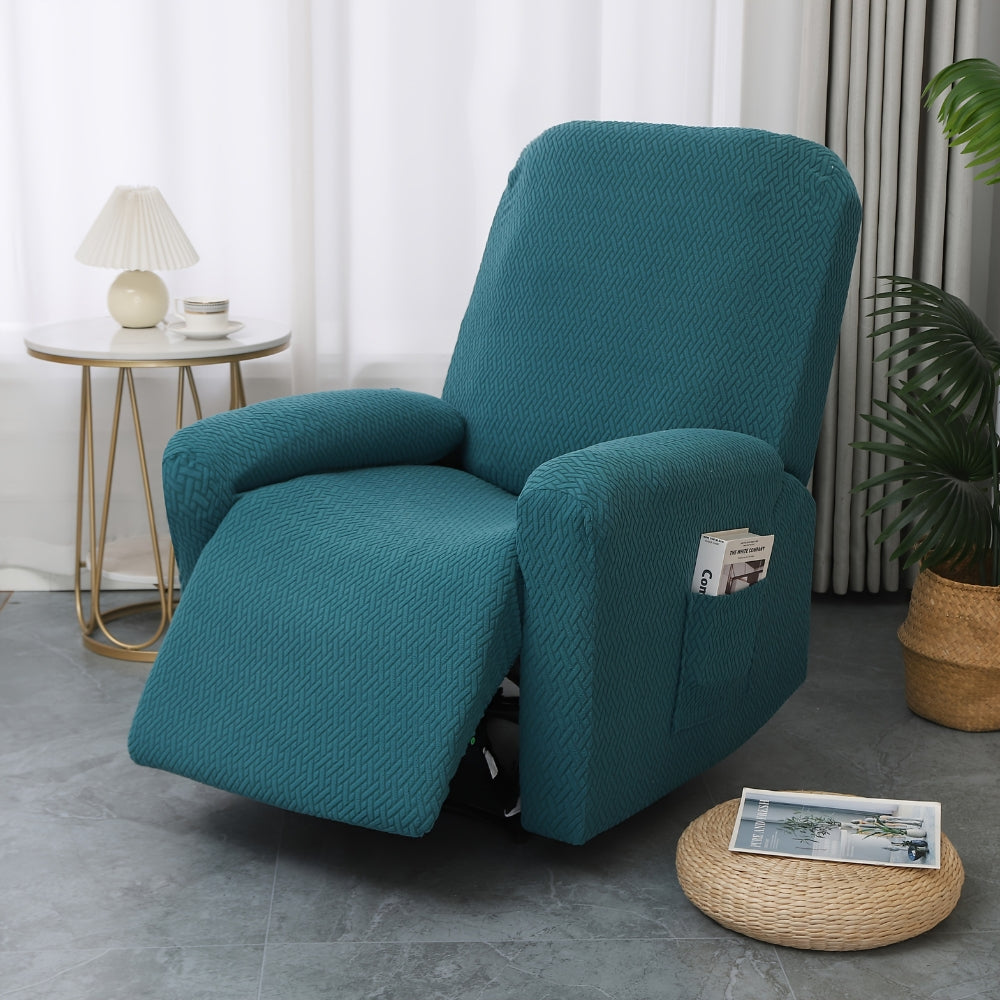 Housse pour fauteuil relax avec poche latérale – Housse douce pour chaise longue, fauteuil inclinable 1 place, Noir Gris Crème Beige | Sansotis
