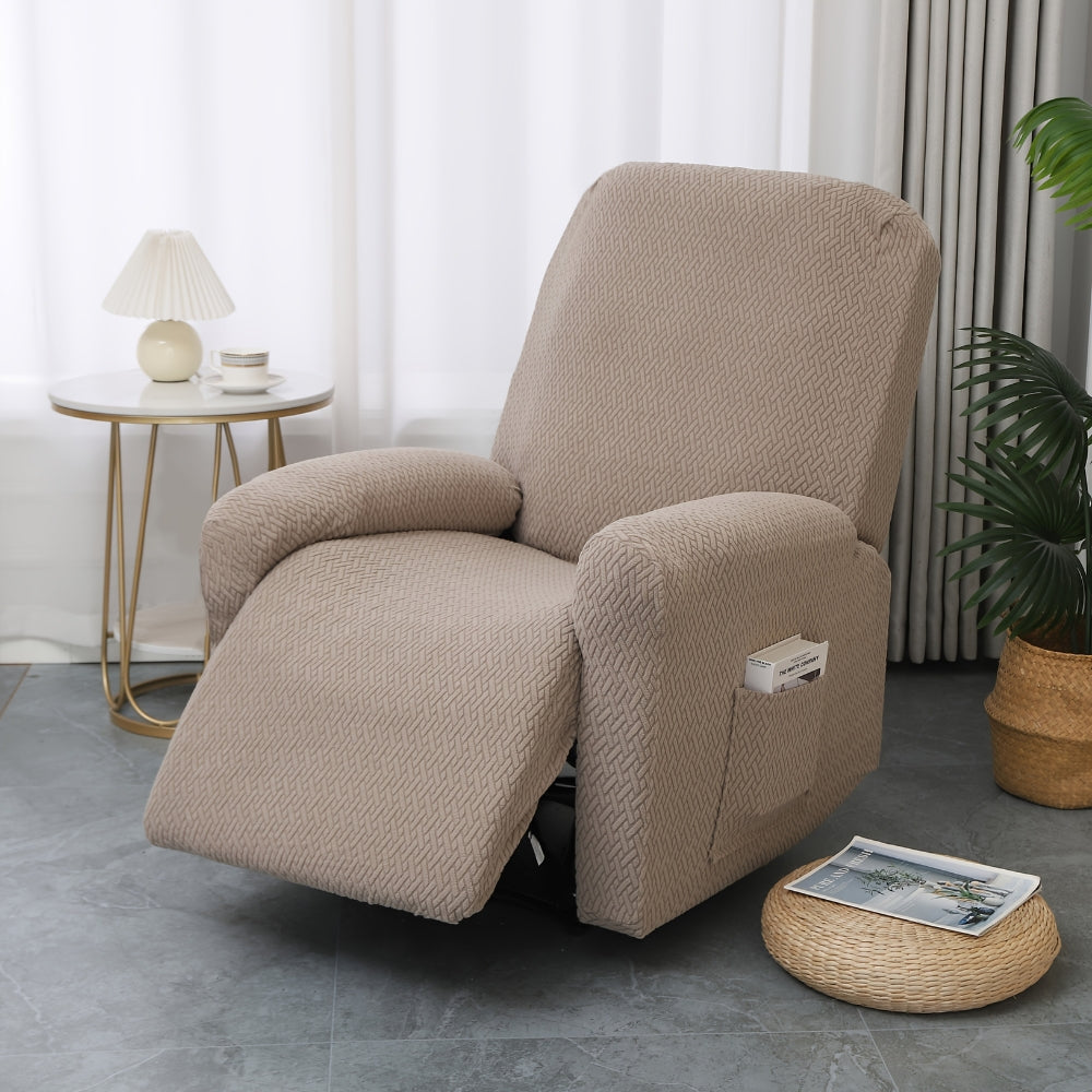 Housse pour fauteuil relax avec poche latérale – Housse douce pour chaise longue, fauteuil inclinable 1 place, Noir Gris Crème Beige | Sansotis
