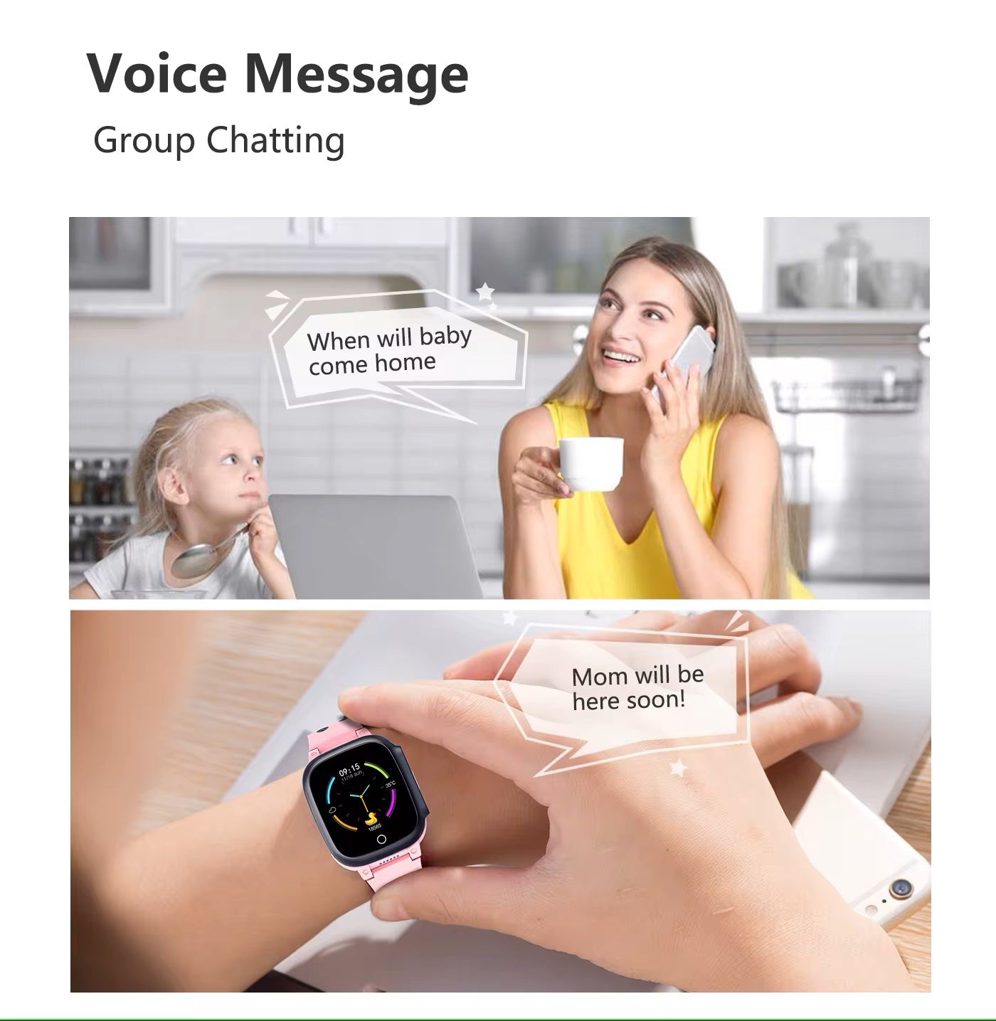 Montre GPS Enfant 4G — Appels vidéo, contacts et bouton SOS
