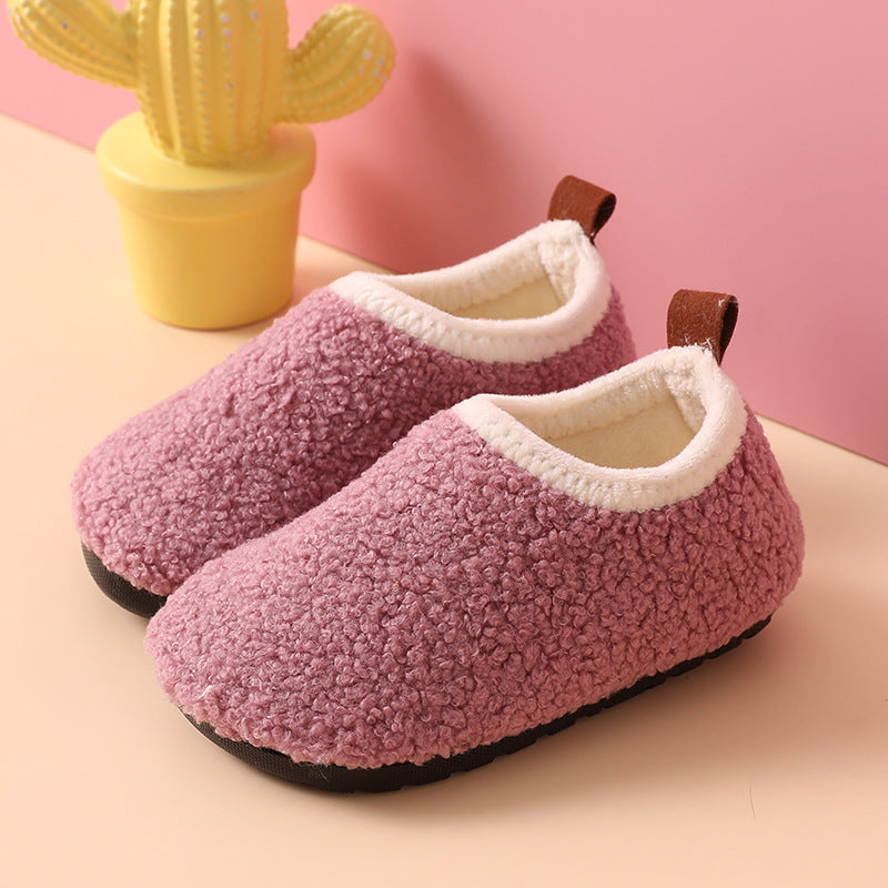 Chaussons chauds antidérapants en laine et caoutchouc pour enfants – Chaussons d’intérieur confortables pour enfants