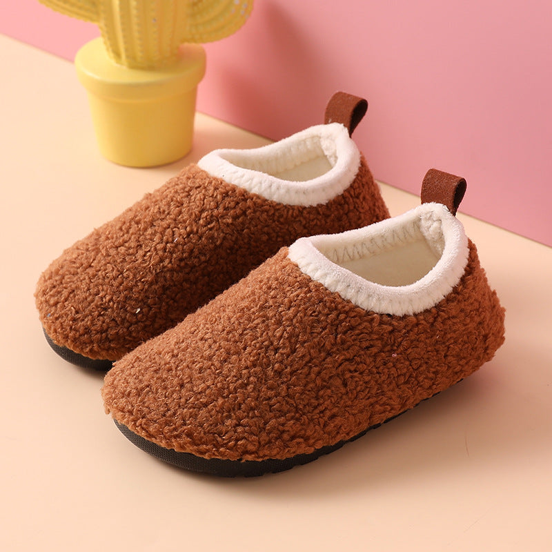 Chaussons chauds antidérapants en laine et caoutchouc pour enfants – Chaussons d’intérieur confortables pour enfants