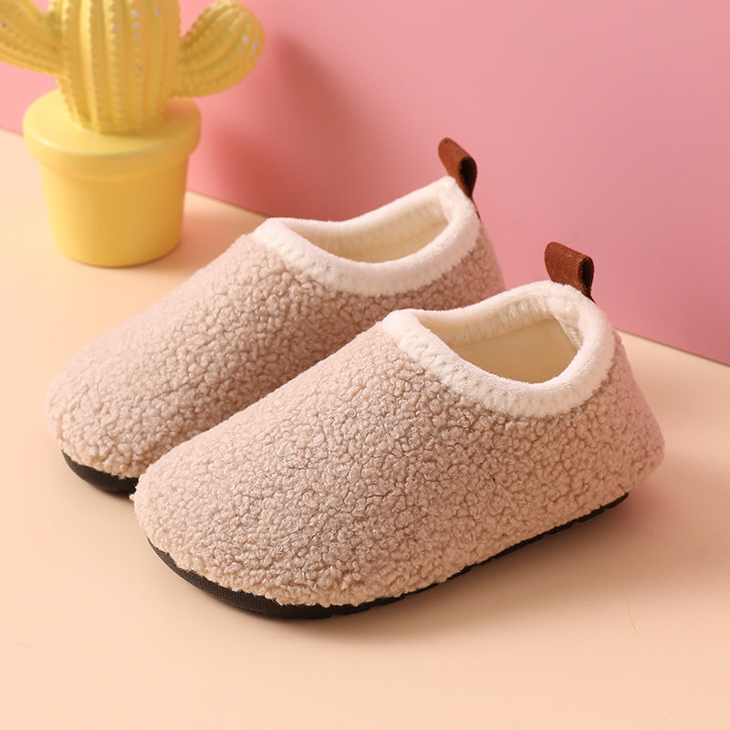 Chaussons chauds antidérapants en laine et caoutchouc pour enfants – Chaussons d’intérieur confortables pour enfants