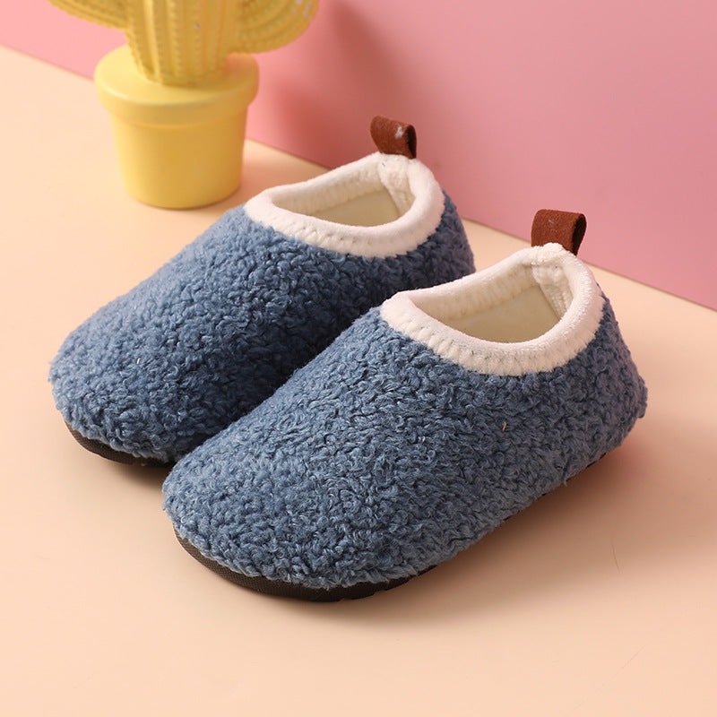 Chaussons chauds antidérapants en laine et caoutchouc pour enfants – Chaussons d’intérieur confortables pour enfants