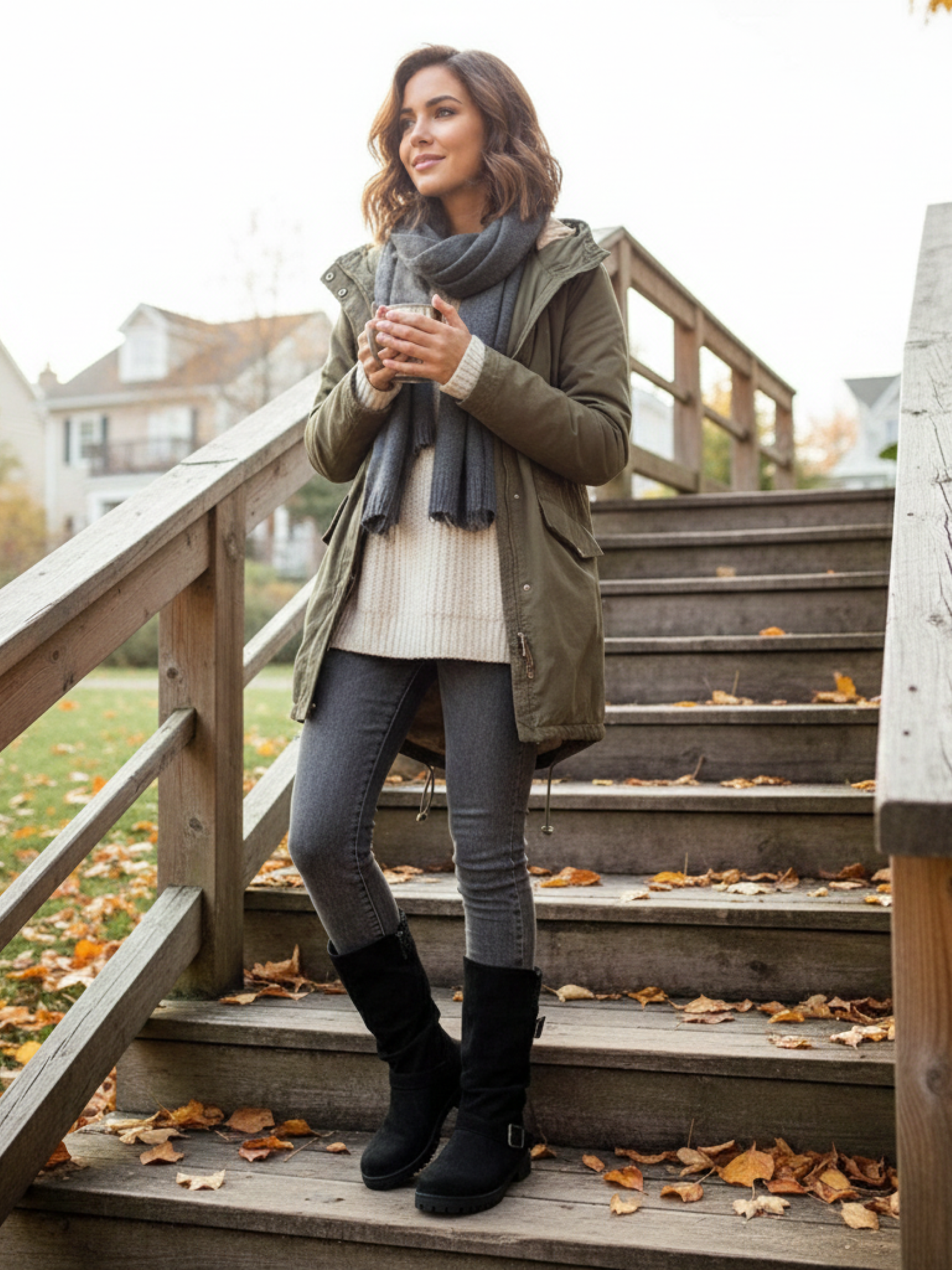 Bottes Mi-Mollet à Revers Tricoté et Boucles – Confort & Style pour l’Hiver