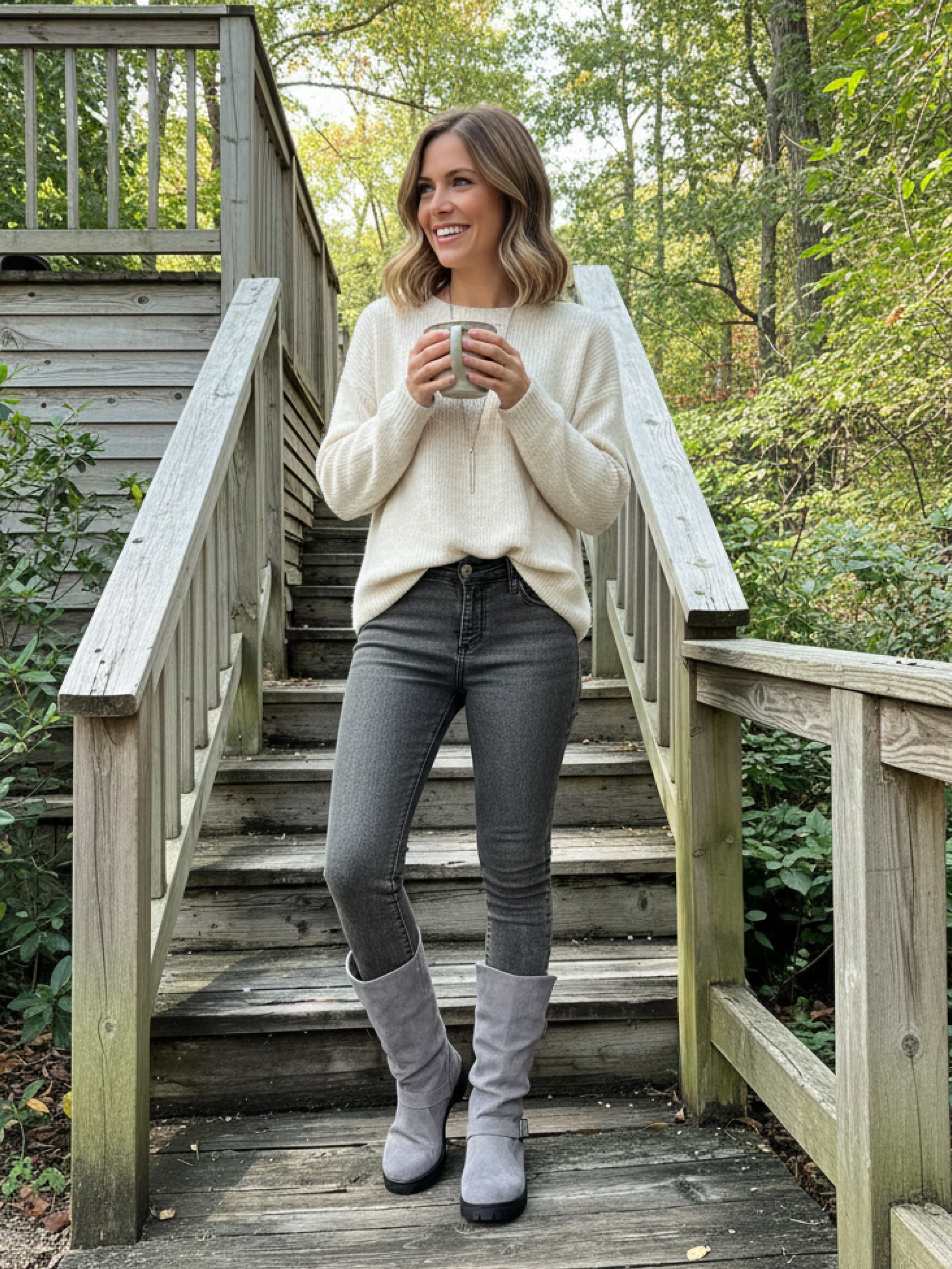 Bottes Mi-Mollet à Revers Tricoté et Boucles – Confort & Style pour l’Hiver