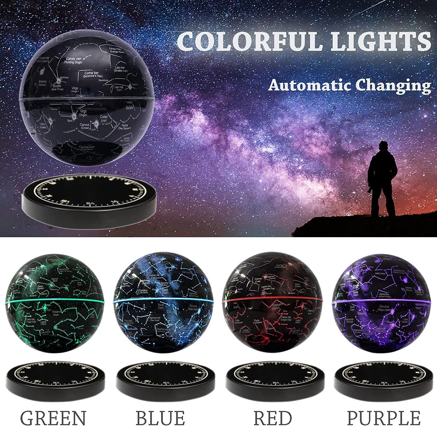 Constellation | Lampe carte du ciel flottante et rotative | Lévitation magnétique