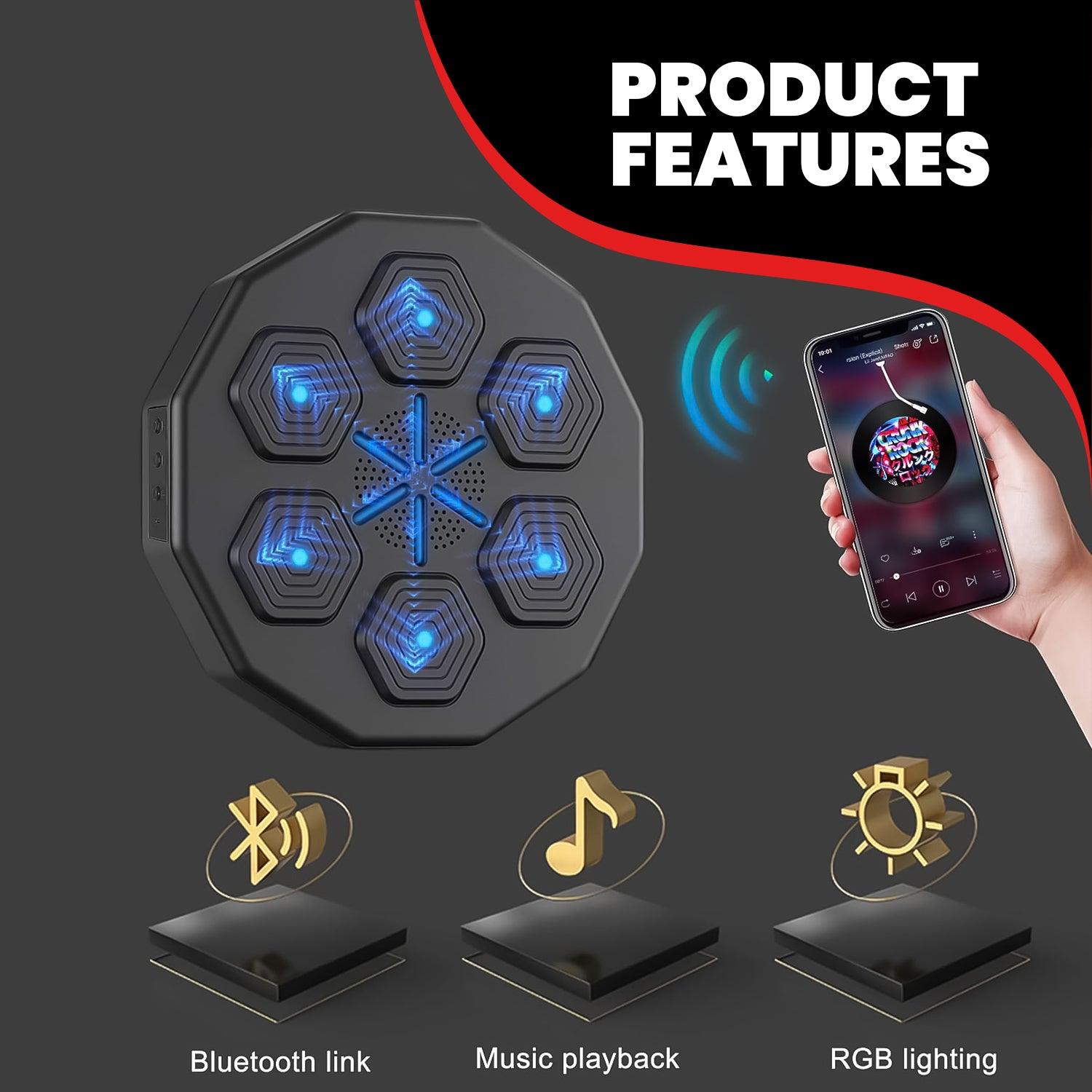 Machine de Boxe Musicale – Appareil de Boxe Mural Bluetooth avec LED & Entraînement Réactif
