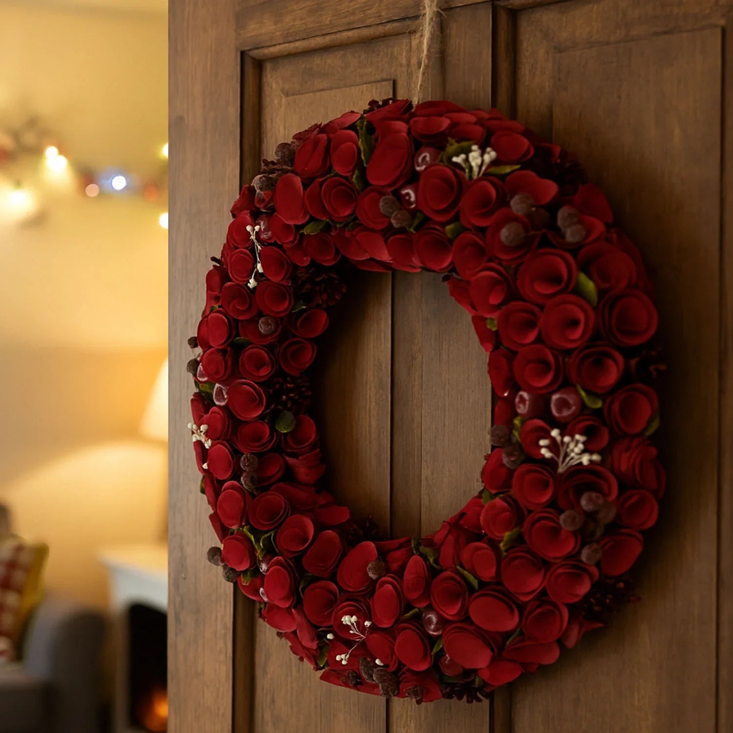 Couronne de Luxe Neo 50 cm – Extra Large avec Roses Rouges