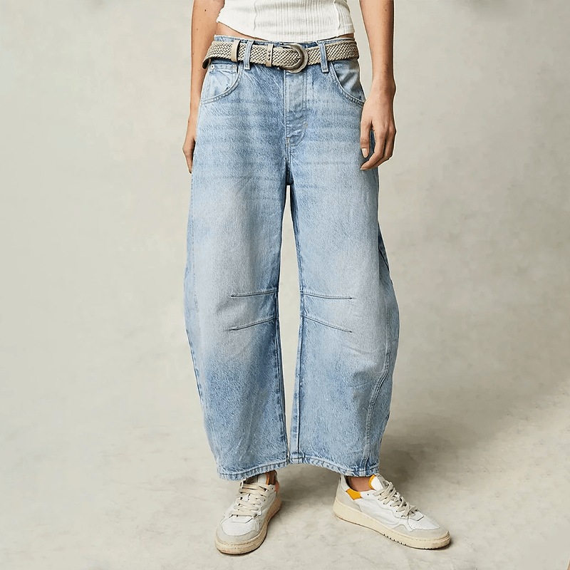 Jeans taille haute pour femmes à coupe large pour un look moderne et confortable