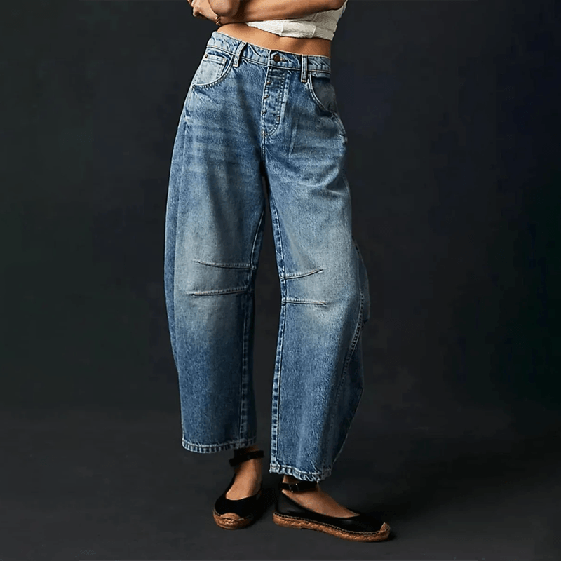 Jeans taille haute pour femmes à coupe large pour un look moderne et confortable