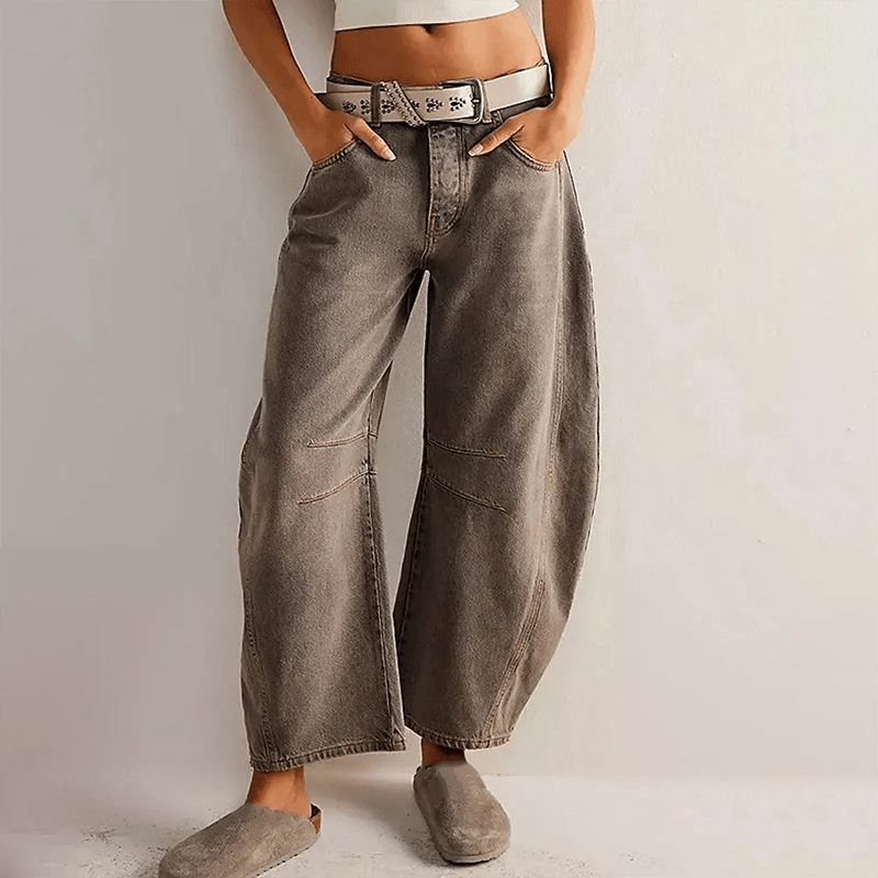 Jeans taille haute pour femmes à coupe large pour un look moderne et confortable