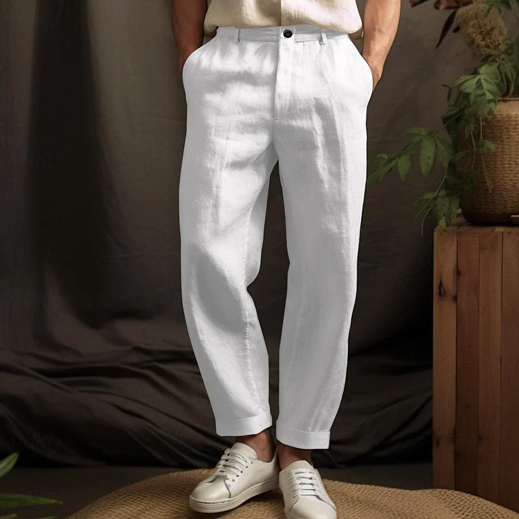 Pantalon décontracté en lin pour homme – Confort respirant avec attrait intemporel