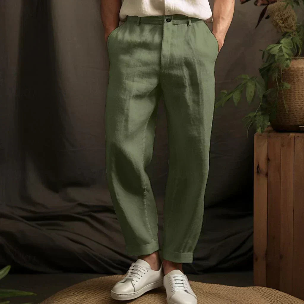Pantalon décontracté en lin pour homme – Confort respirant avec attrait intemporel
