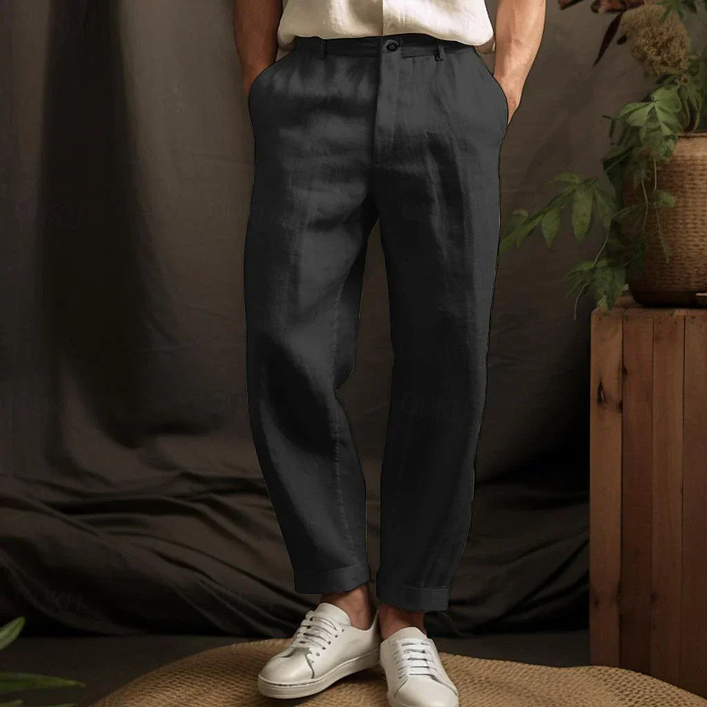 Pantalon décontracté en lin pour homme – Confort respirant avec attrait intemporel