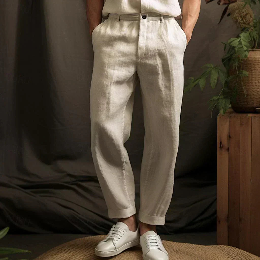Pantalon décontracté en lin pour homme – Confort respirant avec attrait intemporel