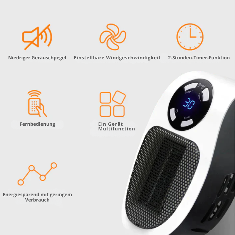 Chauffage électrique portable 1500W avec thermostat, minuterie 24h et protection contre la surchauffe, chauffage rapide pour intérieur