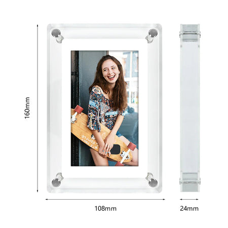 LuxeView | Cadre photo numérique portable avec batterie rechargeable | Design acrylique élégant pour des souvenirs précieux