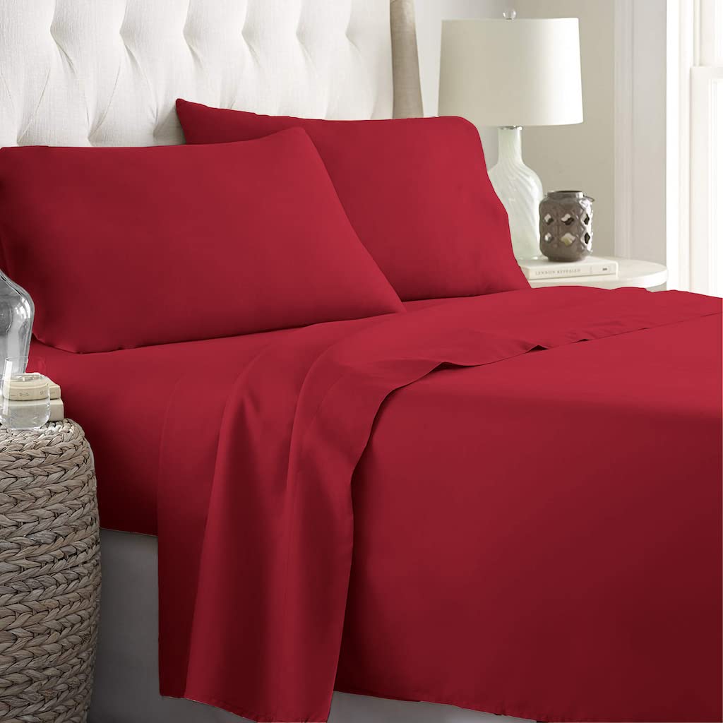 Ensemble de literie Queen luxueux | Tissu polyester rafraîchissant pour un confort ultime | Collection 4 pièces pour un sommeil détendu