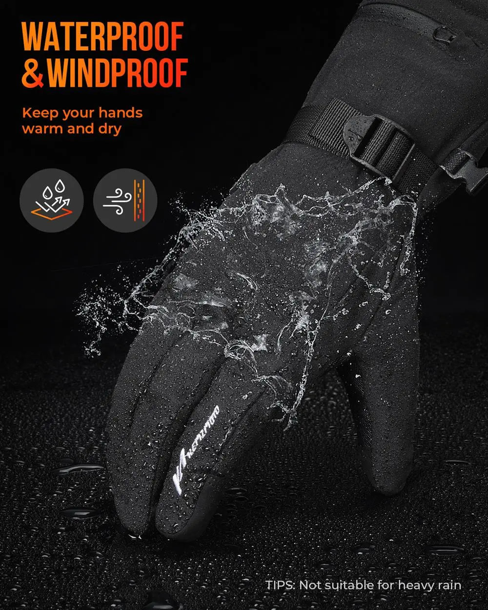 Gants chauffants thermiques | Gants d'hiver rechargeables imperméables