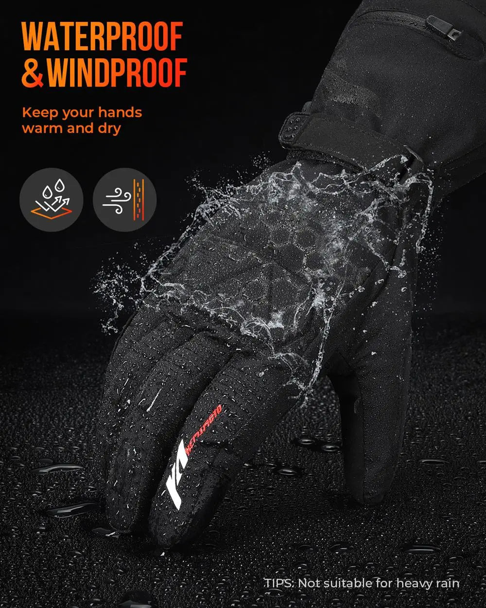 Gants chauffants thermiques | Gants d'hiver rechargeables imperméables